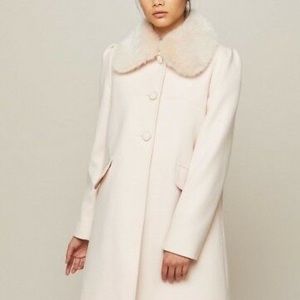 Miss Selfridge Swing Coat, Pink (NO FUR)